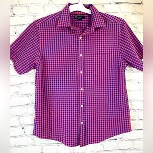Daniel Cremieux Purple & Coral Buffalo Plaid Button Down Dress Shirt size Large